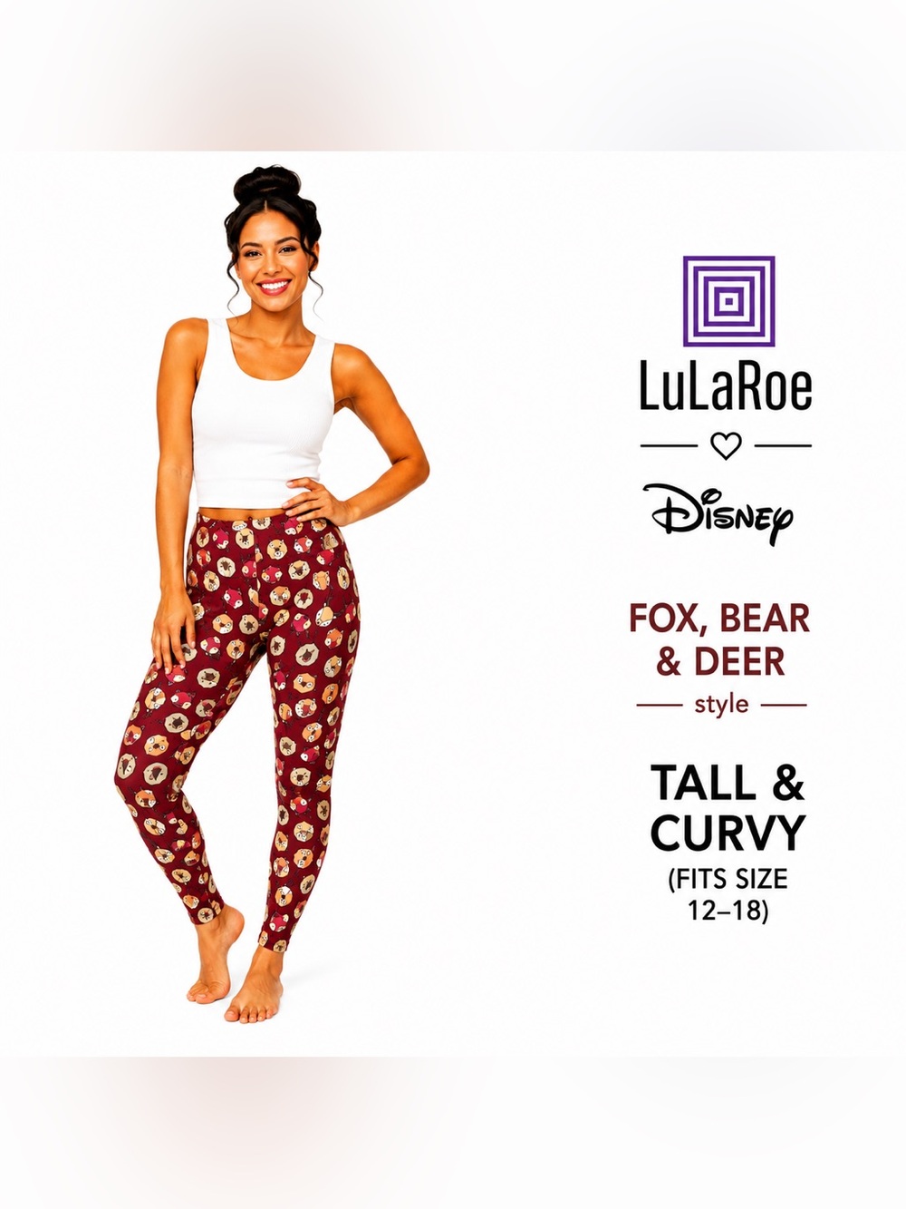 LuLaRoe Disney - Fox Bear & Deer Woodland Print Design Women TC Leggings